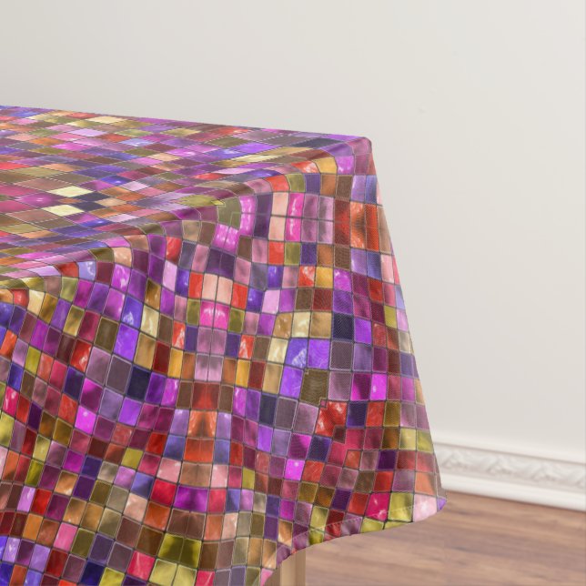Vintage Purple Tile Pattern Kaleidoscope Tablecloth (In Situ)