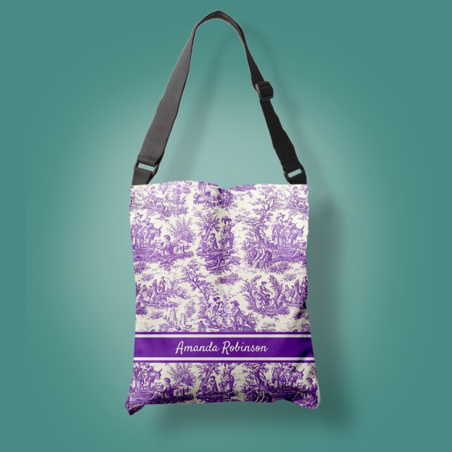 Vintage purple toile de jouy printed crossbody bag (Creator Uploaded)