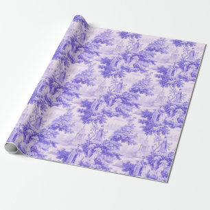 Vintage purple toile de joy wrapping paper