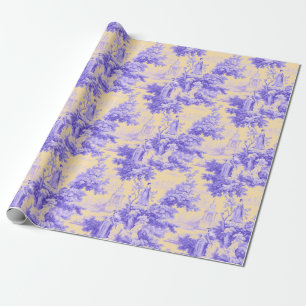 Vintage purple toile de joy wrapping paper