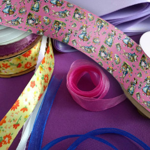 Vintage Purple Watercolor Easter Bunny Flowers  Satin Ribbon