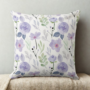  vintage purple watercolor rose floral pattern  cushion