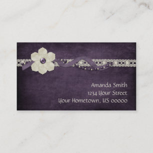 Vintage Purple White Beads and Lace Business Card