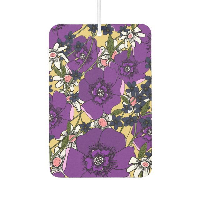 Vintage Purple Wildflowers Car Air Freshener (Front)