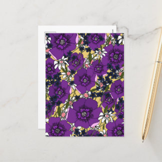 Vintage Purple Wildflowers Holiday Postcard