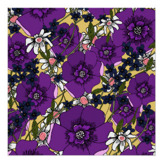 Vintage Purple Wildflowers Poster