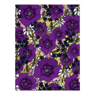 Vintage Purple Wildflowers Poster