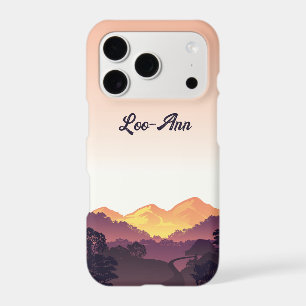 Vintage Purple Yellow Farmhouse Mountain Sunset