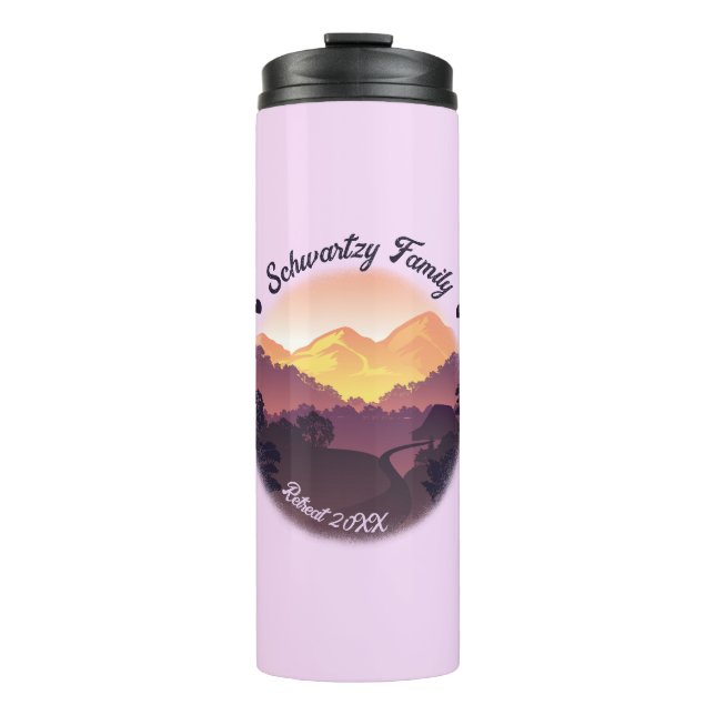 Vintage Purple Yellow Farmhouse Mountain Sunset  Thermal Tumbler (Front)
