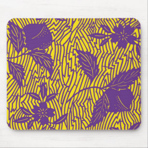 Vintage Purple & Yellow Textile Design Mouse Mat