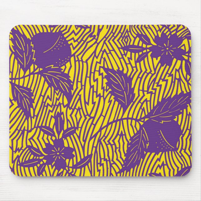 Vintage Purple & Yellow Textile Design Mouse Mat (Front)