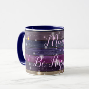 Vintage Purple Your Name Be Happy Mug
