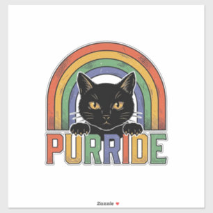 Vintage Purride Black Cat Rainbow Shirt Design_1