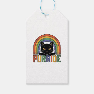 Vintage Purride Black Cat Rainbow Shirt Design_1 Gift Tags