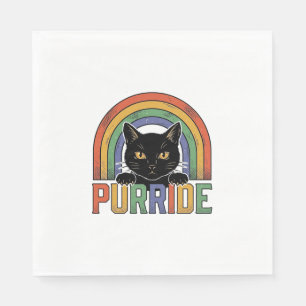 Vintage Purride Black Cat Rainbow Shirt Design_1 Napkin