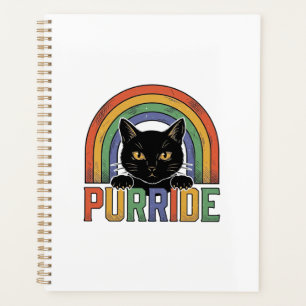 Vintage Purride Black Cat Rainbow Shirt Design_1 Planner