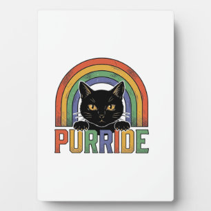 Vintage Purride Black Cat Rainbow Shirt Design_1 Plaque