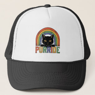 Vintage Purride Black Cat Rainbow Shirt Design_1 Trucker Hat