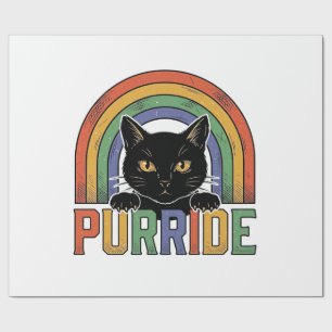 Vintage Purride Black Cat Rainbow Shirt Design_1 Wrapping Paper