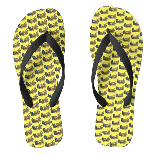 Vintage Push Lawnmower Landscaper Landscape  Flip Flops (Footbed)