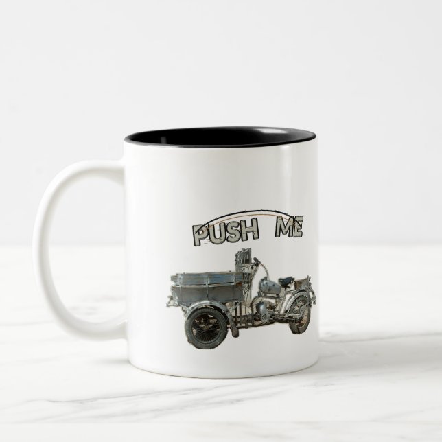 Vintage Push Me Vehicle Two Tone Mug (Left)