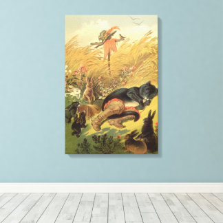Vintage Puss in Boots Cat, Victorian Fairy Tales Canvas Print
