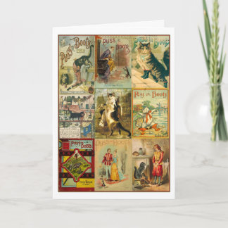 Vintage Puss in Boots Christmas Montage Holiday Card
