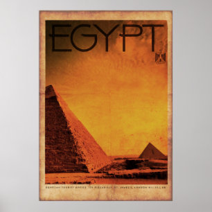 Vintage Pyramids Egypt Travel Poster