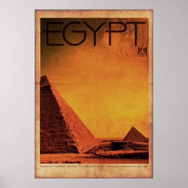 Vintage Pyramids Egypt Travel Poster (Front)