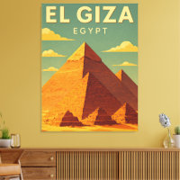 Vintage Pyramids of Giza Canvas Print – Retro Art