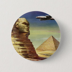 Vintage Pyramids, the Great Sphinx of Giza, Egypt 6 Cm Round Badge