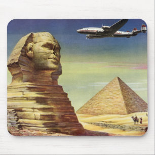 Vintage Pyramids, the Great Sphinx of Giza, Egypt Mouse Mat