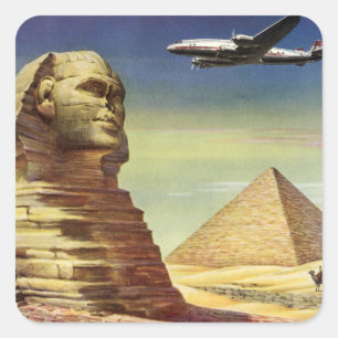 Vintage Pyramids, the Great Sphinx of Giza, Egypt Square Sticker