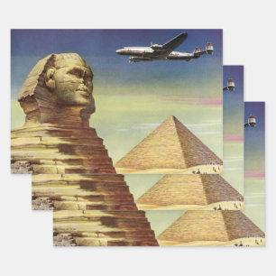 Vintage Pyramids, the Great Sphinx of Giza, Egypt Wrapping Paper Sheet