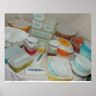 Vintage Pyrex Dishes! Poster