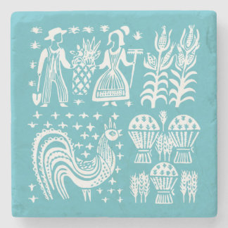 Vintage Pyrex Pattern - Butterprint (Amish Farmer) Stone Coaster