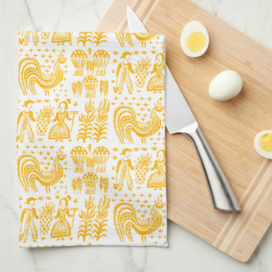 Vintage Pyrex Pattern - Butterprint Yellow Orange Tea Towel
