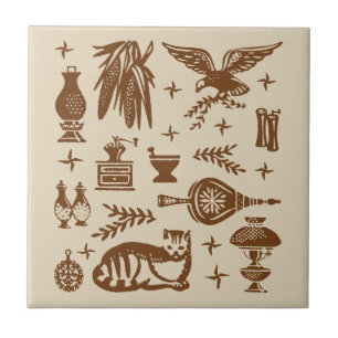 Vintage Pyrex Pattern - Early American (Brown) Tile
