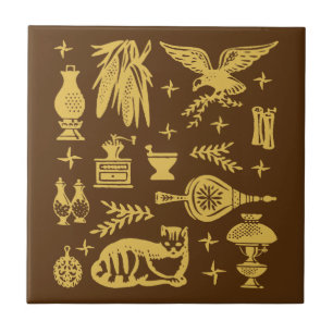 Vintage Pyrex Pattern - Early American (Gold) Tile