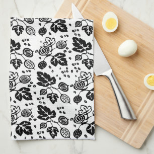 Vintage Pyrex Pattern - Gooseberry Black Tea Towel