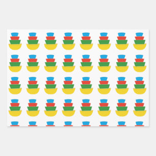 Vintage Pyrex Wrapping Paper Primary Colours Mixin