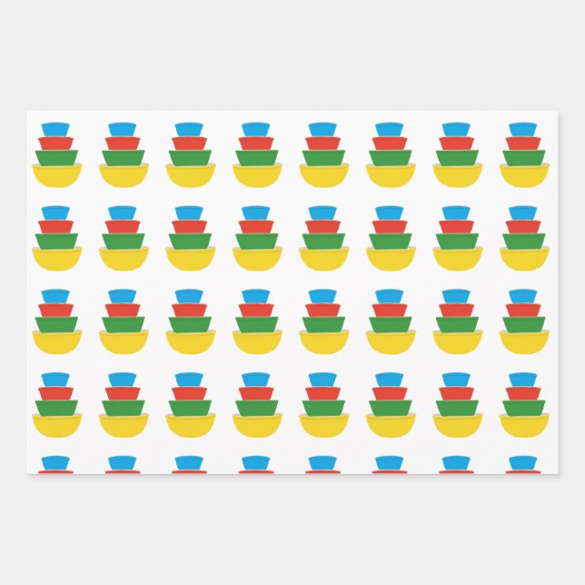 Vintage Pyrex Wrapping Paper Primary Colours Mixin (Front)