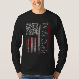 Vintage QR America Flag Funny Trump Dance Code T-Shirt