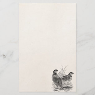 Vintage Quail Birds - Personalised Retro Game Bird Stationery