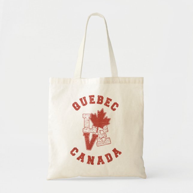 Vintage Quebec Canada Love Canadian Flag Tote Bag (Front)