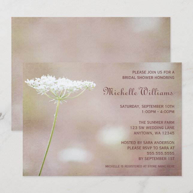Vintage Queen Anne's Lace Bridal Shower Invitation (Front/Back)