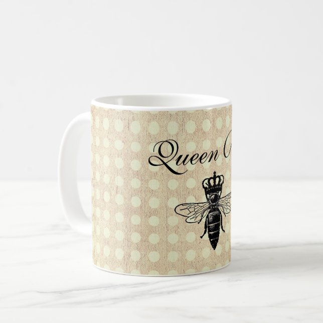Vintage Queen Bee Coffee Mug (Front Left)