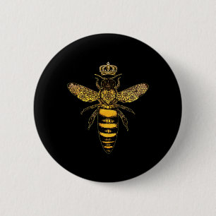 Vintage Queen Bee Earth Day Nature Love Save The B 6 Cm Round Badge