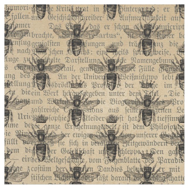 Vintage Queen Bee Fabric (Close Up)