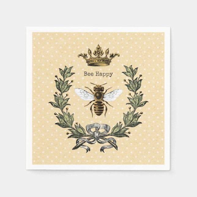 Vintage Queen Bee Happy 3 Napkin (Front)